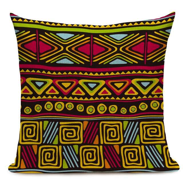 African Style Cushion Cover Tribal Geometric Pattern Decorative Linen Pillow Case Cover for Sofa Home Decor - Flexi Africa