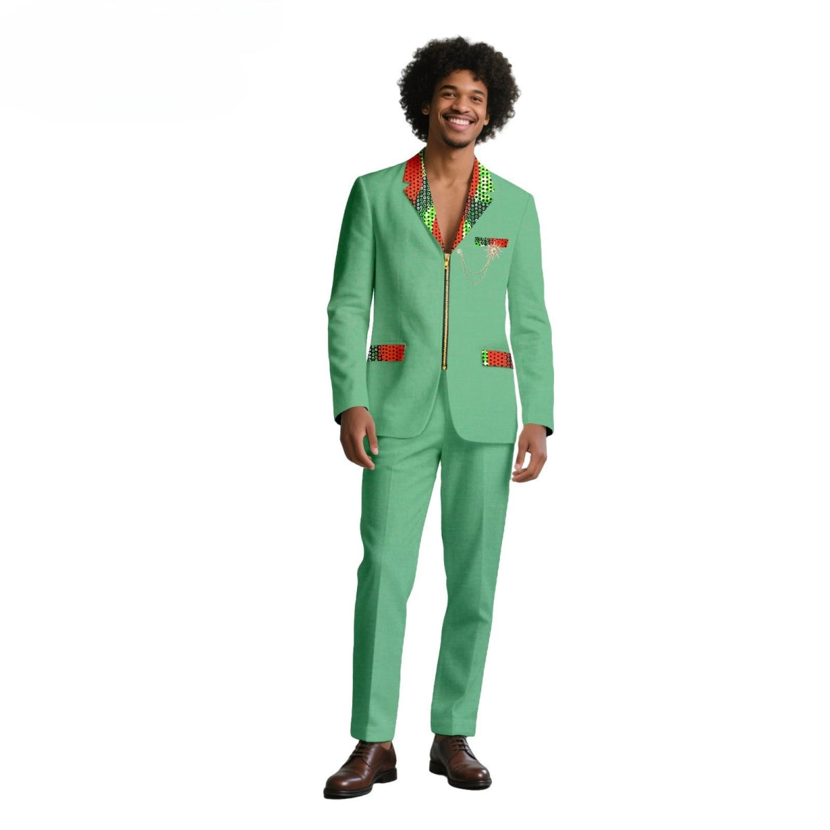 African Suits for Men Traditional Wedding Designed Slim Fit Jacket Pants Set with Breastbin High Quality Suit Mens Clothes - Free Delivery Worldwide only at Flexi Africa