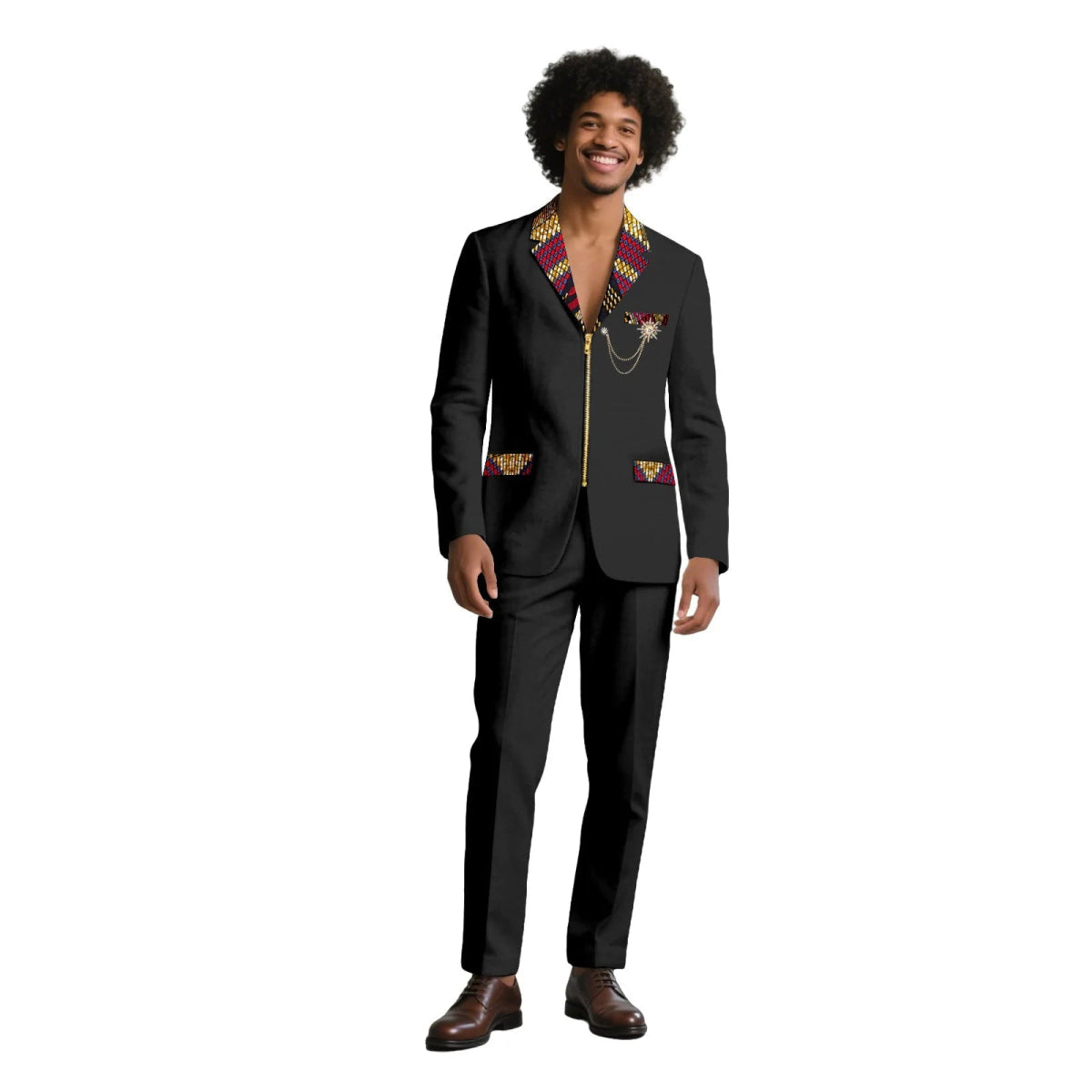 African Suits for Men Traditional Wedding Designed Slim Fit Jacket Pants Set with Breastbin High Quality Suit Mens Clothes - Free Delivery Worldwide only at Flexi Africa