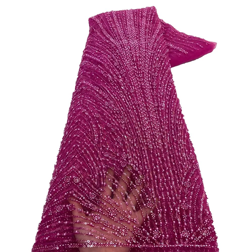 African Various Lace Fabric – Premium Handmade Beaded Embroidery for Elegant Dresses - Free Delivery Worldwide only at Flexi Africa