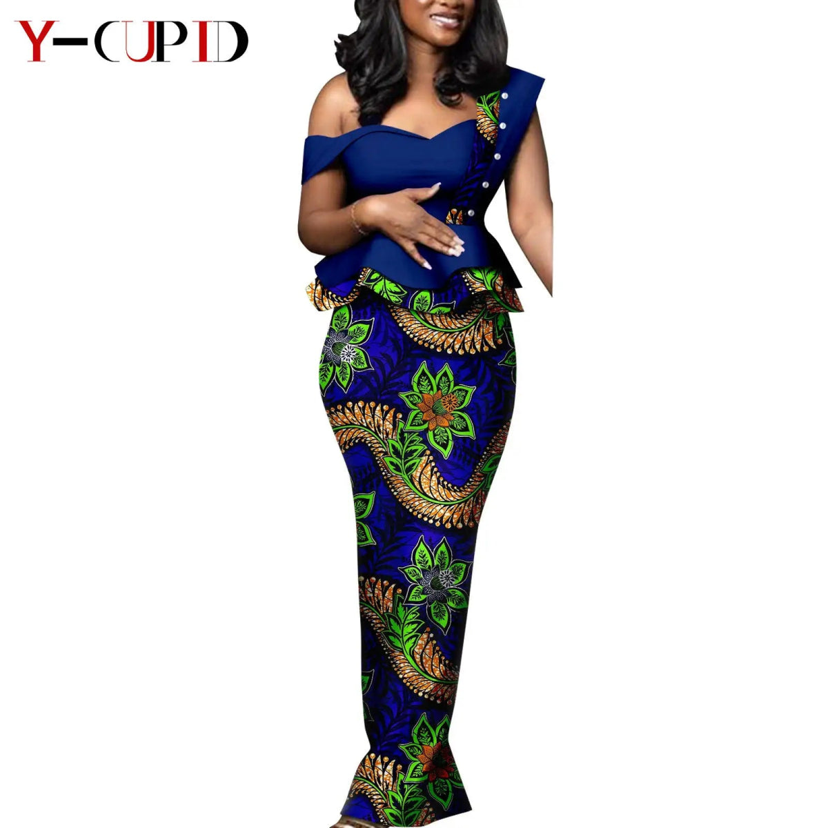 African Wedding Couple Set – Women’s Dashiki Print Dress & Men’s Kaftan Top and Pant Outfit - Free Delivery Worldwide only at Flexi Africa