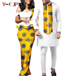 African Wedding Couple Set – Women’s Dashiki Print Dress & Men’s Kaftan Top and Pant Outfit - Free Delivery Worldwide only at Flexi Africa