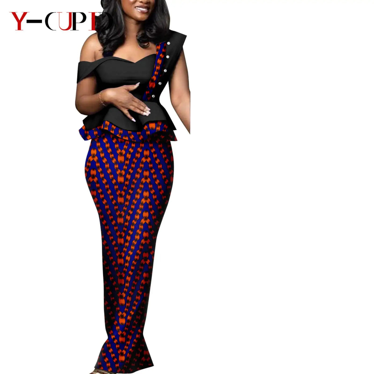 African Wedding Couple Set – Women’s Dashiki Print Dress & Men’s Kaftan Top and Pant Outfit - Free Delivery Worldwide only at Flexi Africa