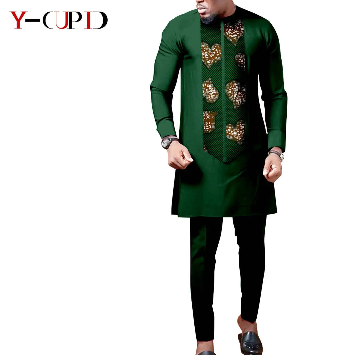 African Wedding Couple Set – Women’s Dashiki Print Dress & Men’s Kaftan Top and Pant Outfit - Free Delivery Worldwide only at Flexi Africa