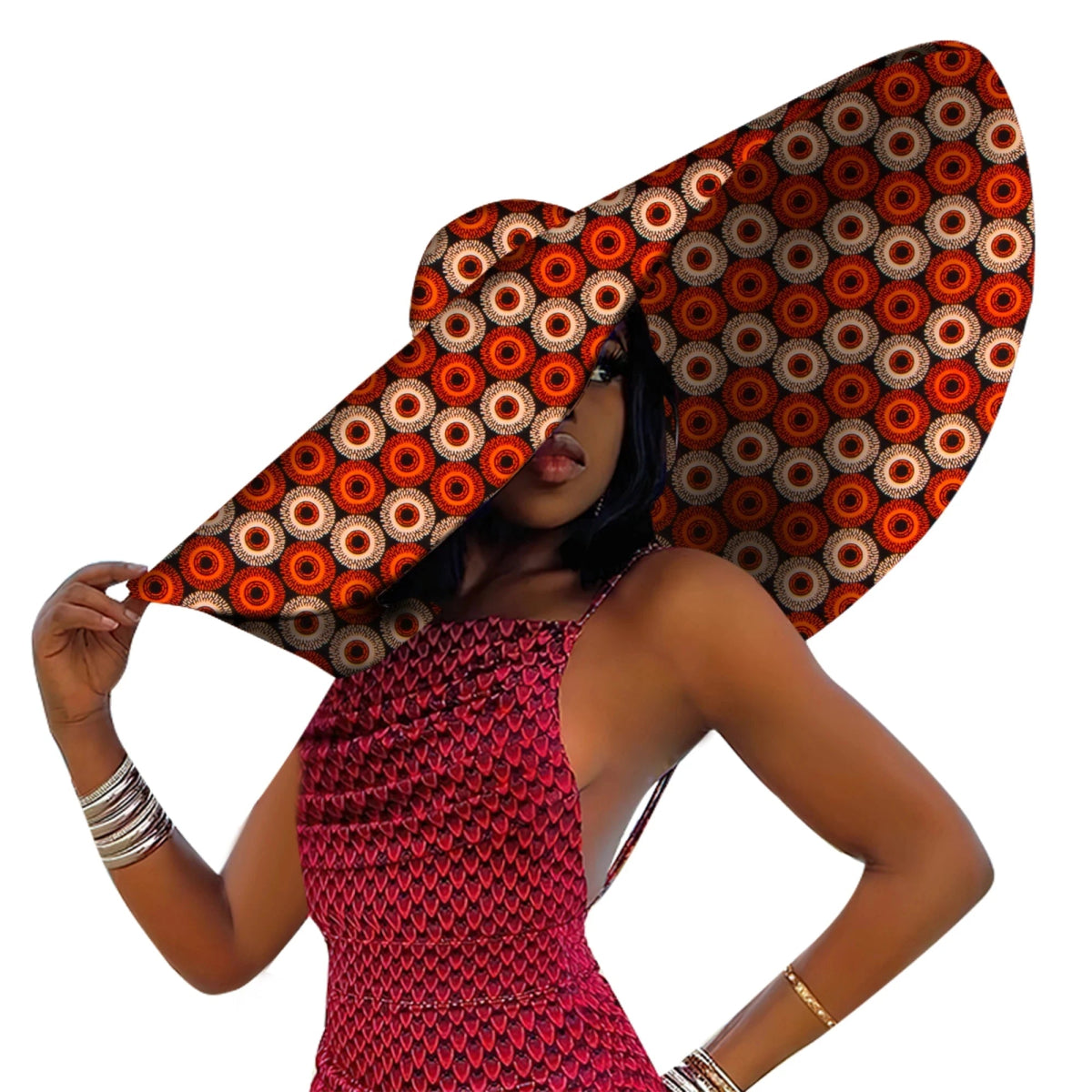 African Women Hat Summer Beach Hats Large Brim Sun Protection Fashion Ankara Cap Hat Customized Product - Free Delivery Worldwide only at Flexi Africa