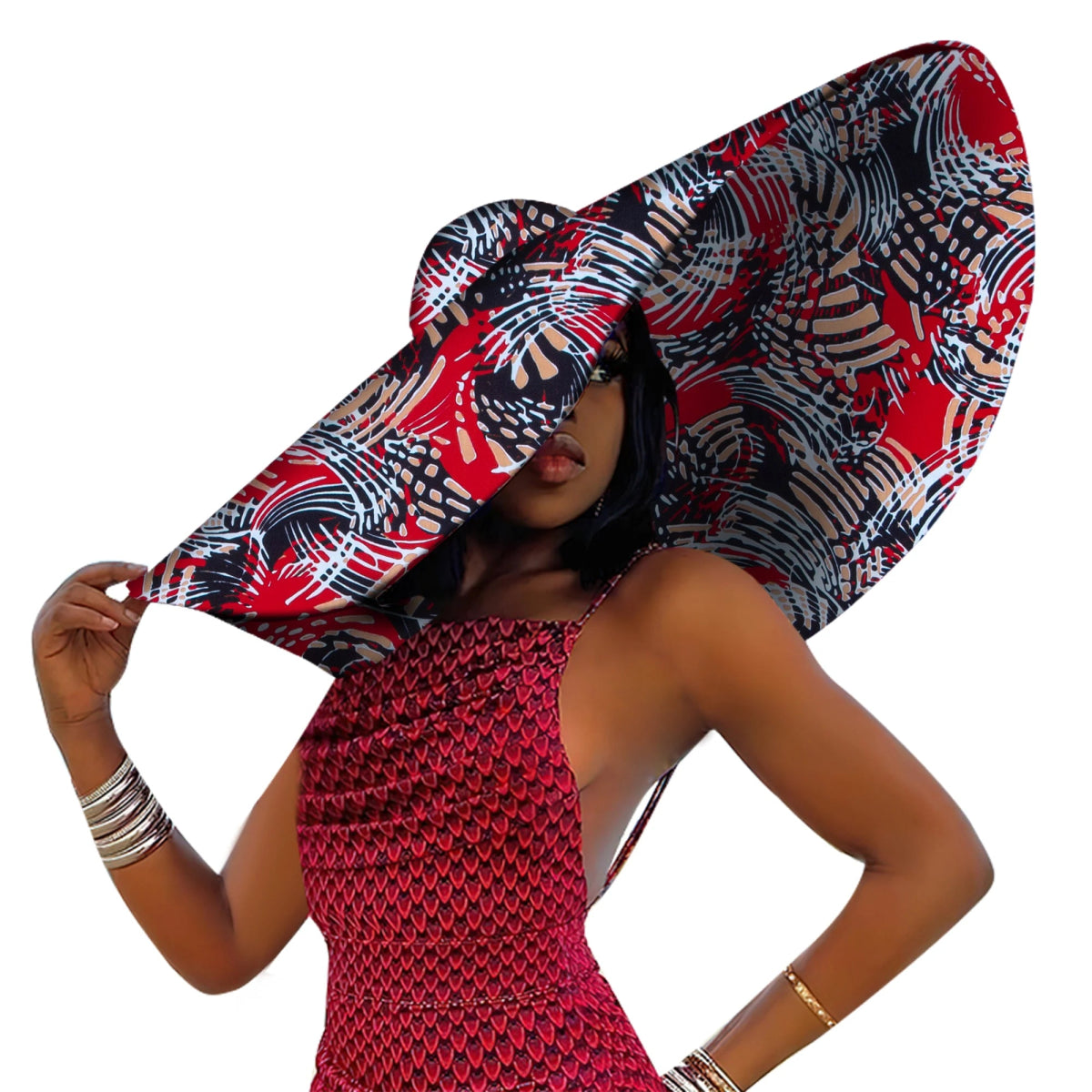 African Women Hat Summer Beach Hats Large Brim Sun Protection Fashion Ankara Cap Hat Customized Product - Free Delivery Worldwide only at Flexi Africa