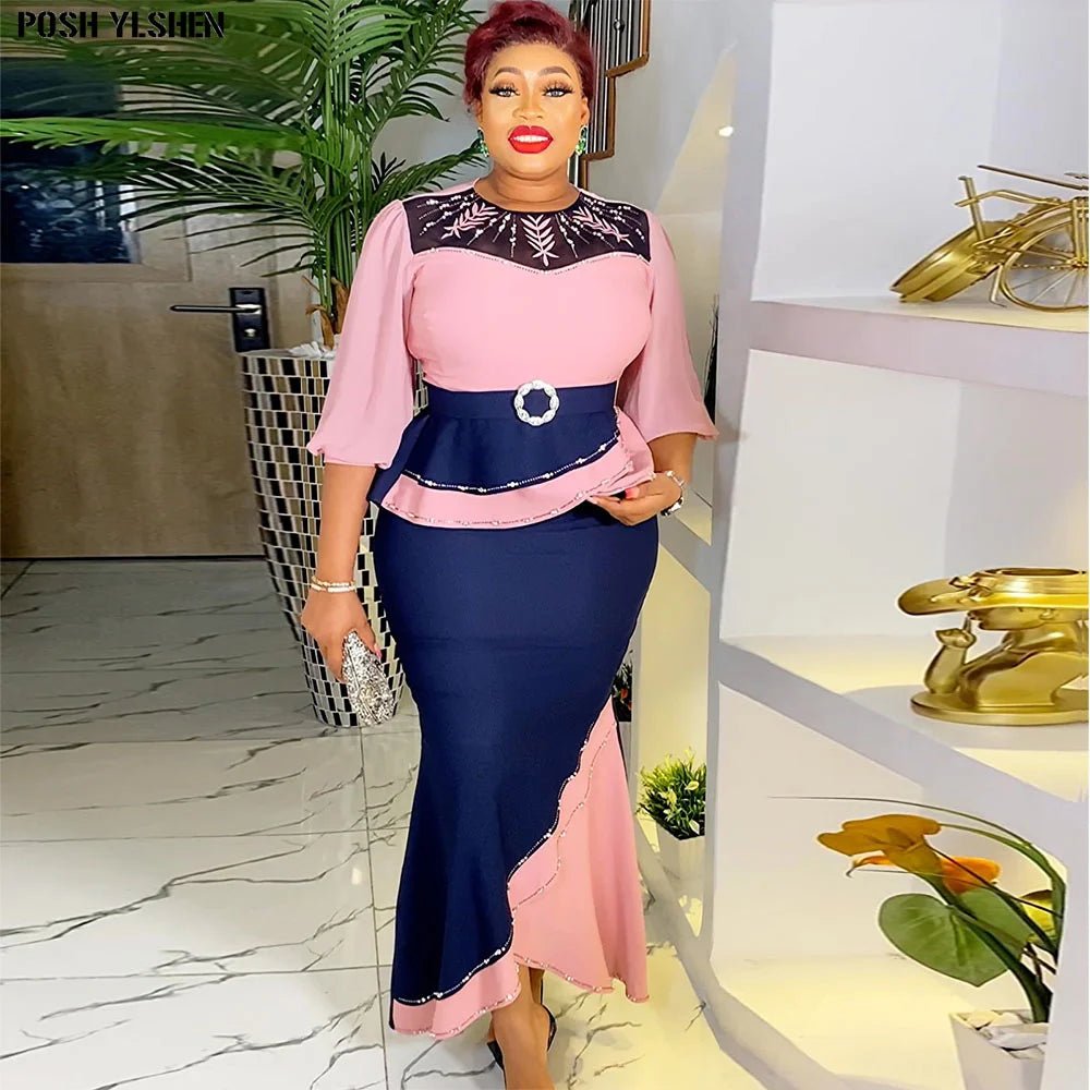 African Women’s 2 - Piece Outfit Set – Dashiki Ankara Top & Skirt Suit Plus Size Wedding & Party Wear - Free Delivery Worldwide only at Flexi Africa