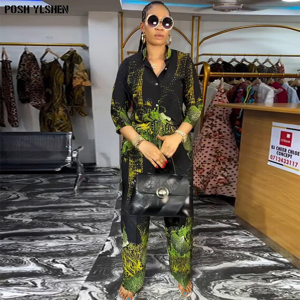 African Women’s 2PC Pant Set – Stylish Summer Matching Outfit Collection - Free Delivery Worldwide only at Flexi Africa