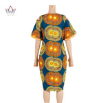 African Women’s Cotton Wax Print Dress – Dashiki Short Sleeve O - Neck Pencil Dress - Free Delivery Worldwide only at Flexi Africa