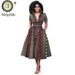 African Women’s Dress – Elegant V - Neck Short Sleeve High - Waist Formal Dress - Free Delivery Worldwide only at Flexi Africa