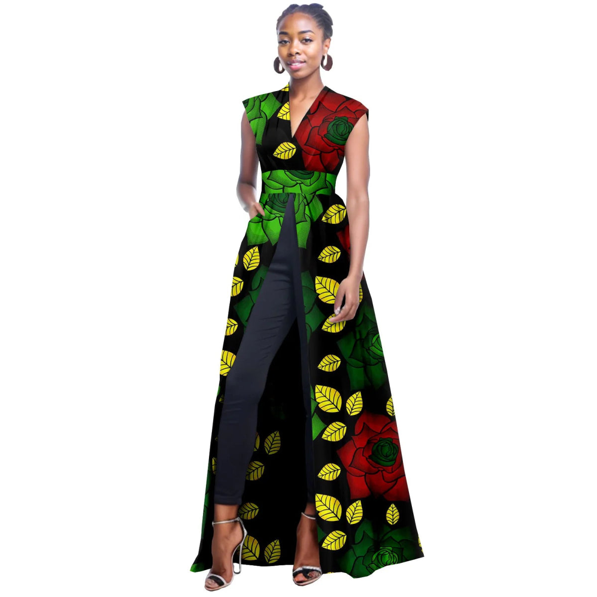 African Women's Sleeveless V - Neck Dress – Bold, Sexy, and Stylish - Free Delivery Worldwide only at Flexi Africa