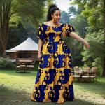 African Women’s Strapless Dress with Bubble Sleeves & Matching Earrings - Free Delivery Worldwide only at Flexi Africa
