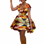 African Women’s Summer Dress – Short Sleeve Ankara Dashiki Print Ball Gown - Free Delivery Worldwide only at Flexi Africa