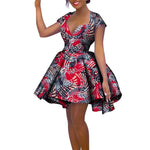 African Women’s Summer Dress – Short Sleeve Ankara Dashiki Print Ball Gown - Free Delivery Worldwide only at Flexi Africa