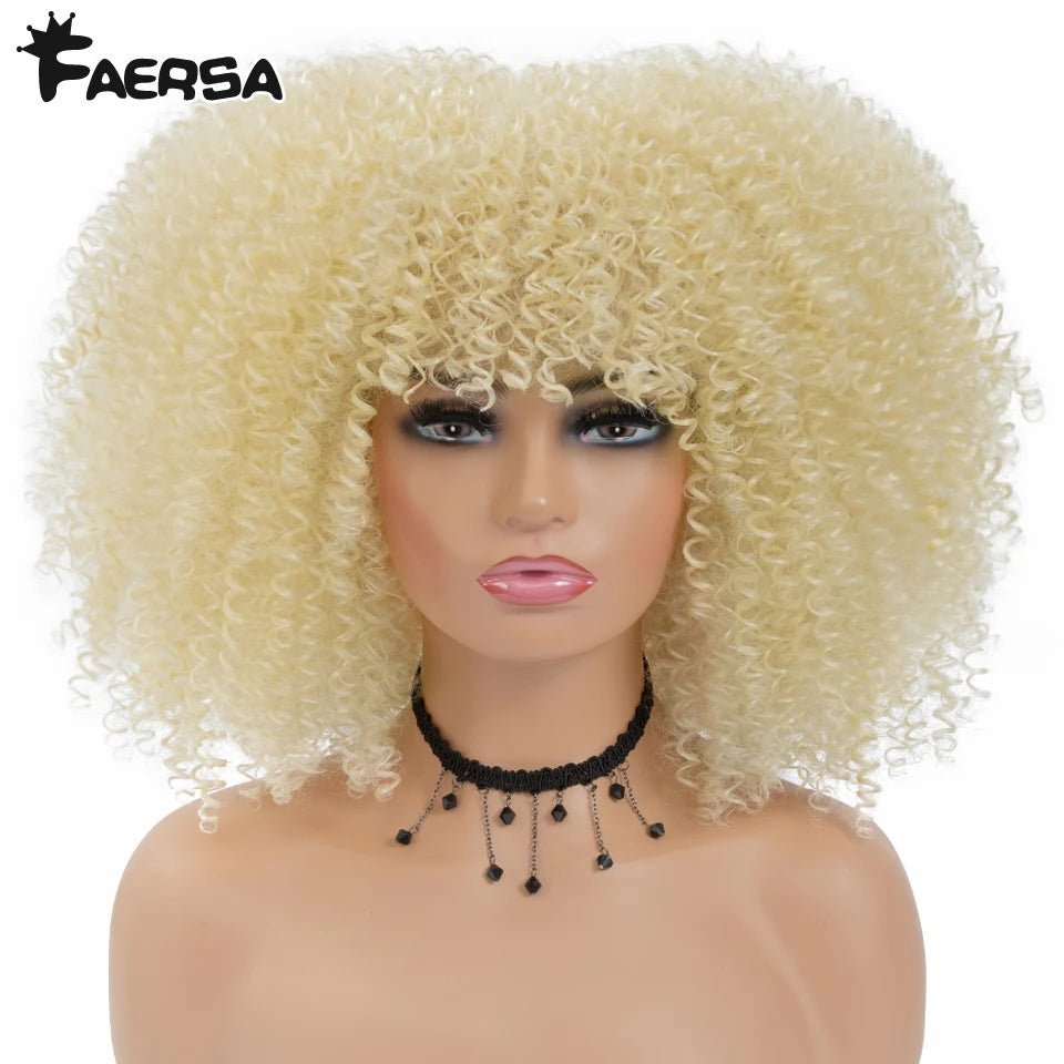 Afro Kinky Curly Wig for Black Women - Short, Synthetic, Blonde, Red, Ombre, Glueless, High - Free Delivery Worldwide