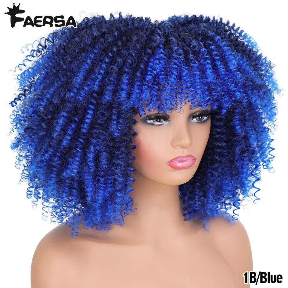 Afro Kinky Curly Wig for Black Women - Short, Synthetic, Blonde, Red, Ombre, Glueless, High - Free Delivery Worldwide