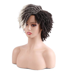 Amir Synthetic Afro Kinky Curly Wig Short Dreadlock Wig With Bangs Ombre Black Blonde Crochet Wig for Black Women - Free Delivery Worldwide only at Flexi Africa