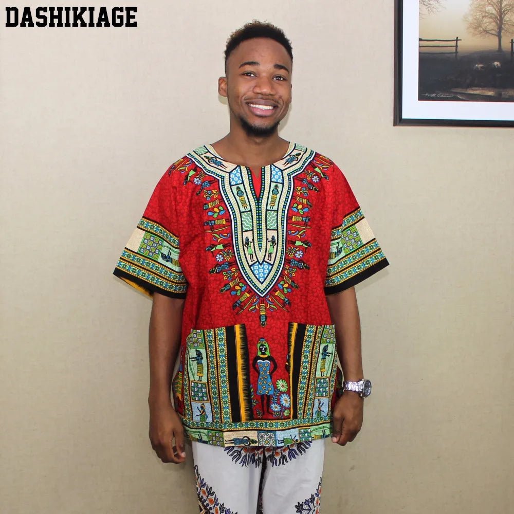 Authentic African Dashiki T-shirt: Traditional Print in 100% Cotton - Flexi Africa - Free Delivery www.flexiafrica.com