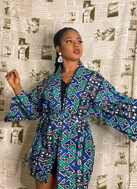 Authentic African Style: Women's Short Kimono Jacket with Traditional Patterns - Free Delivery Worldwide only at Flexi Africa