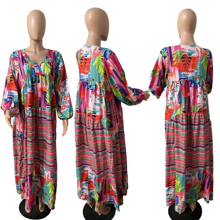 Autumn New African Dresses For Women Vetement Femme Dashiki Abaya Print Maxi Dress Africa Clothes Dashiki Ankara Dresses - Free Delivery Worldwide only at Flexi Africa