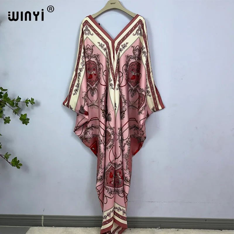 Bohemian Print Maxi Kaftan: Stylish Summer Abaya Dress for Women - Free Delivery Worldwide only at Flexi Africa