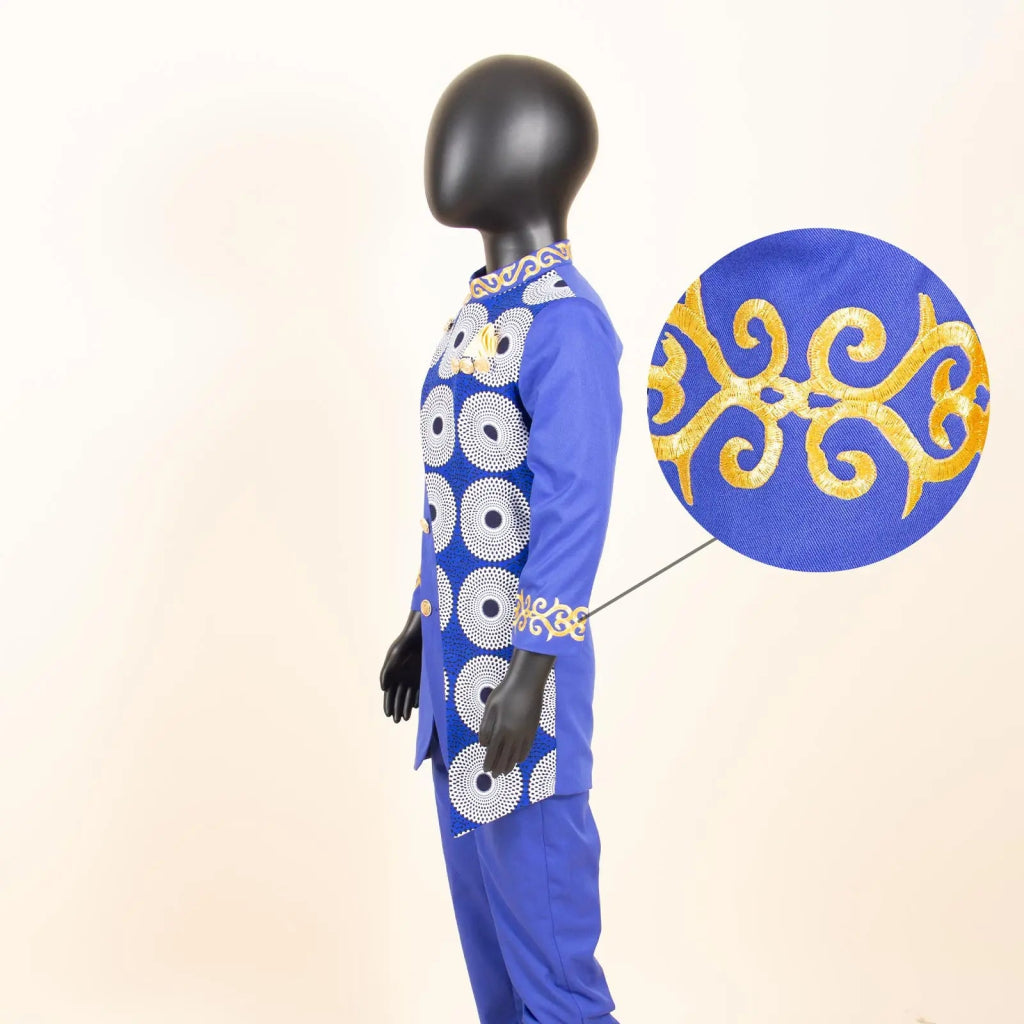 Boys African Dashiki Suit – Bazin Riche Formal Jacket & Pant Set - Free Delivery Worldwide only at Flexi Africa
