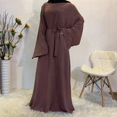 Chic and Modest: Muslim Fashion Hijab Dubai Abaya Long Dresses with Sashes for Women - Free Delivery Worldwide only at Flexi Africa