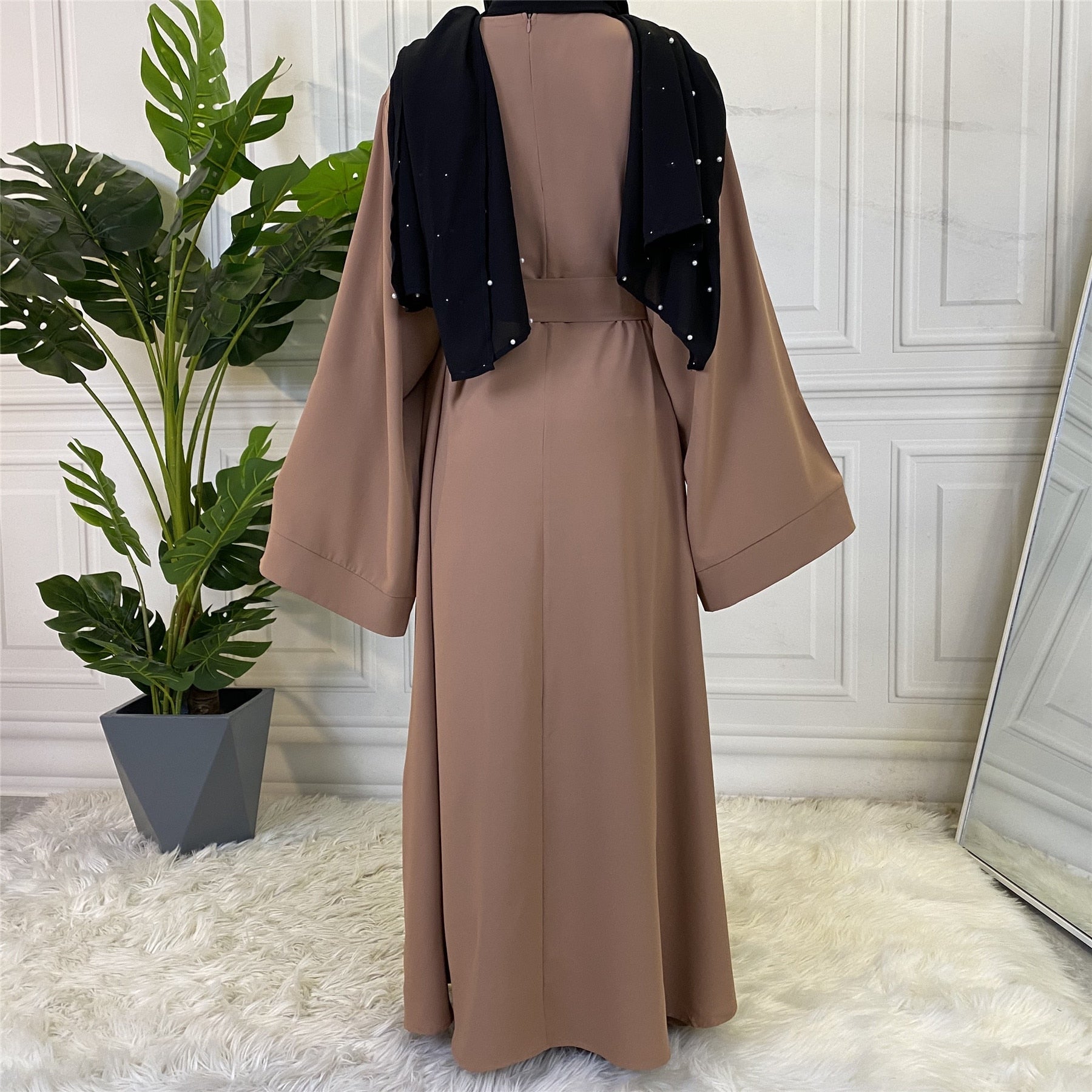 Chic and Modest: Muslim Fashion Hijab Dubai Abaya Long Dresses with Sashes for Women - Free Delivery Worldwide only at Flexi Africa