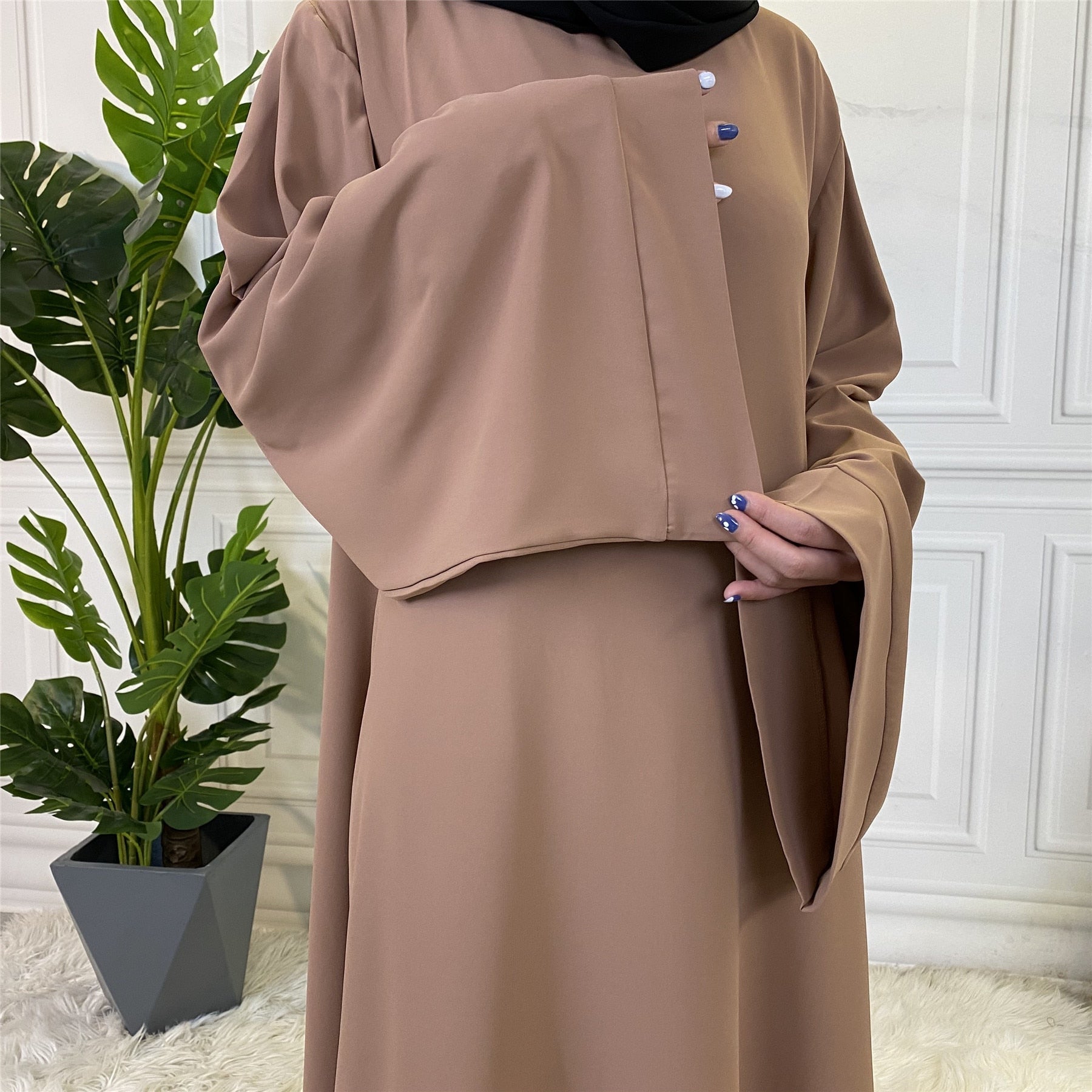 Chic and Modest: Muslim Fashion Hijab Dubai Abaya Long Dresses with Sashes for Women - Flexi Africa - Flexi Africa offers Free Delivery Worldwide - Vibrant African traditional clothing showcasing bold prints and intricate designs