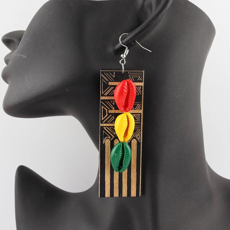 Colorful African Rasta Wooden Earrings for Women - Mix and Match Available - Flexi Africa - Free Delivery Worldwide only at www.flexiafrica.com
