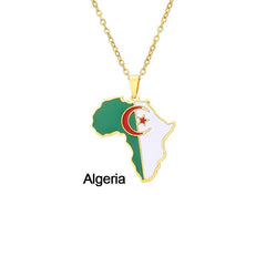 Continent Chic: African Map Geometric Pendant Necklace in Stainless Steel - Flexi Africa - Free Delivery Worldwide