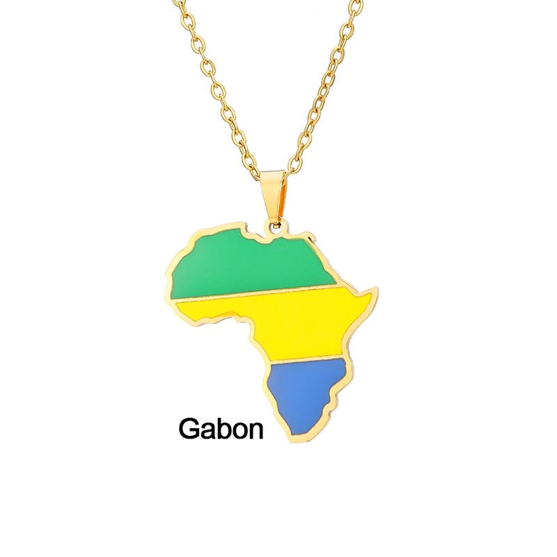 Continent Chic: African Map Geometric Pendant Necklace in Stainless Steel - Flexi Africa - Free Delivery Worldwide