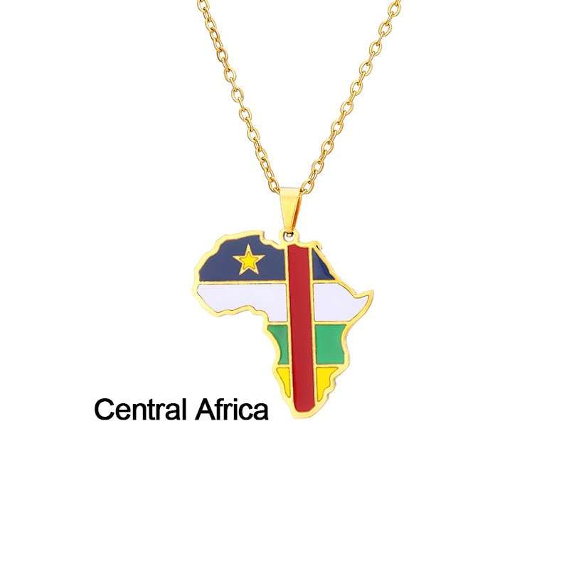 Continent Chic: African Map Geometric Pendant Necklace in Stainless Steel - Flexi Africa - Free Delivery Worldwide