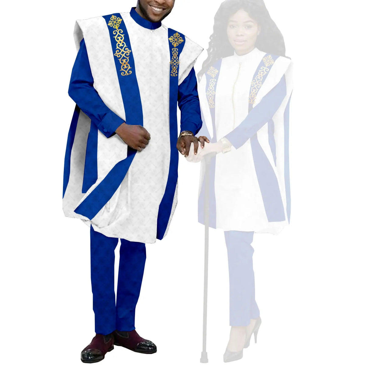 Couples Agbada Set – Men’s Traditional 3PC Suit & Women’s Matching Outfit - Free Delivery Worldwide only at Flexi Africa