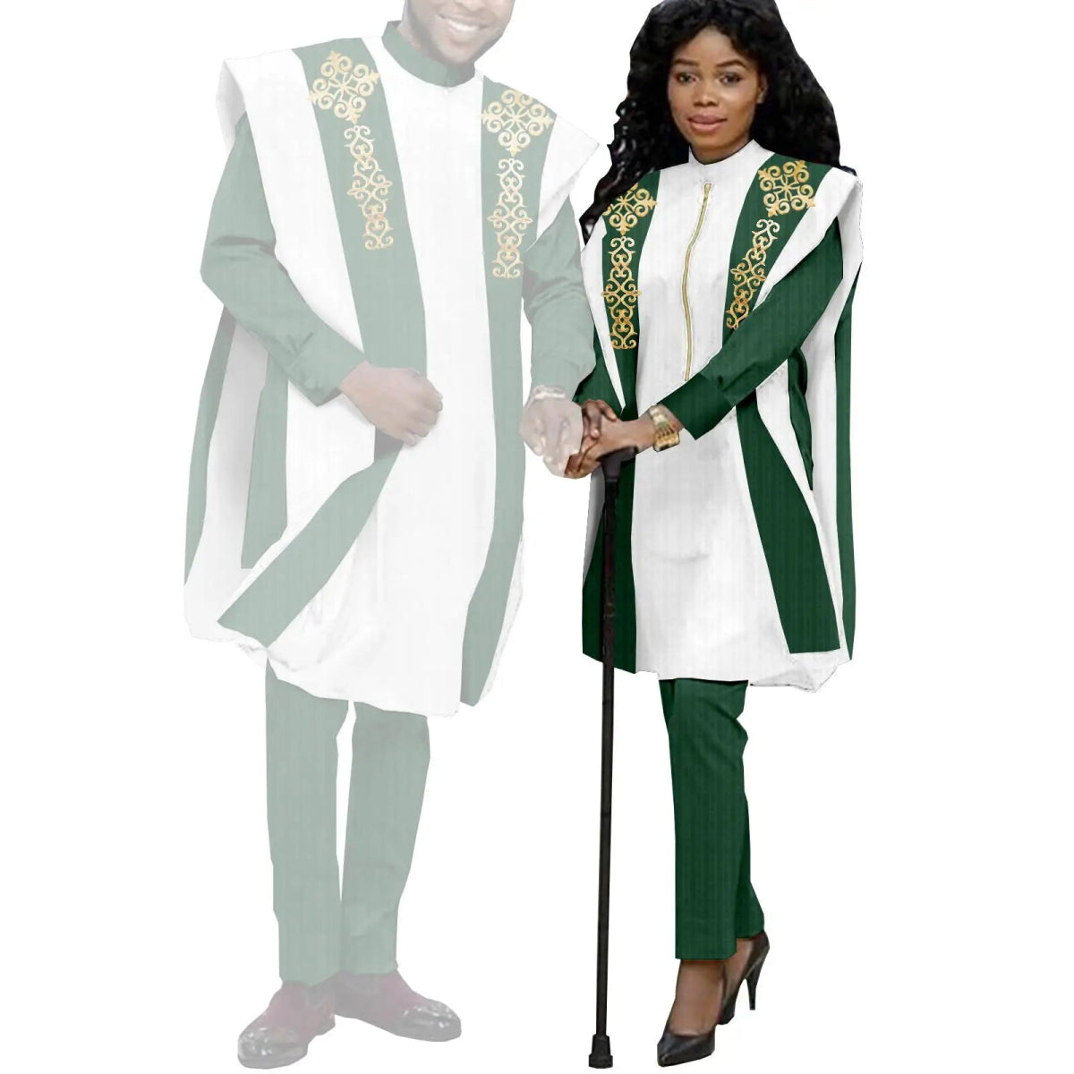 Couples Agbada Set – Men’s Traditional 3PC Suit & Women’s Matching Outfit - Free Delivery Worldwide only at Flexi Africa