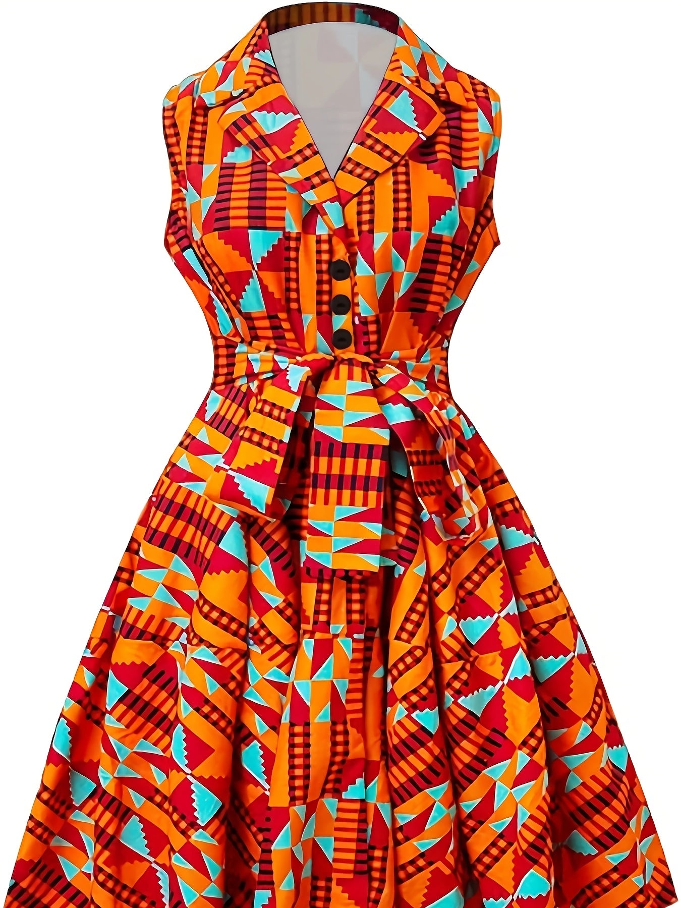 Plus Size Fitted Waist Belt Dress for Women