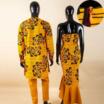Dashiki African Couple Wedding Set – Women’s Mermaid Dress & Matching Men’s Bazin Riche Shirt and Pants - Free Delivery