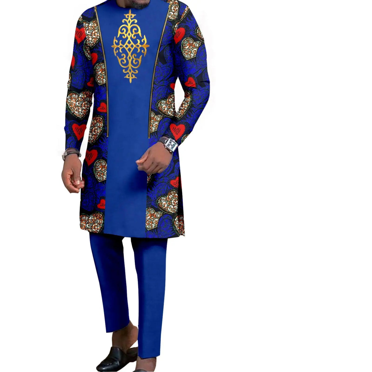 Dashiki African Couple Wedding Set – Women’s Mermaid Dress & Matching Men’s Bazin Riche Shirt and Pants - Free Delivery