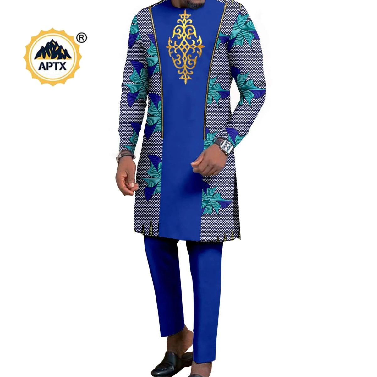 Dashiki African Couple Wedding Set – Women’s Mermaid Dress & Matching Men’s Bazin Riche Shirt and Pants - Free Delivery Worldwide only at Flexi Africa