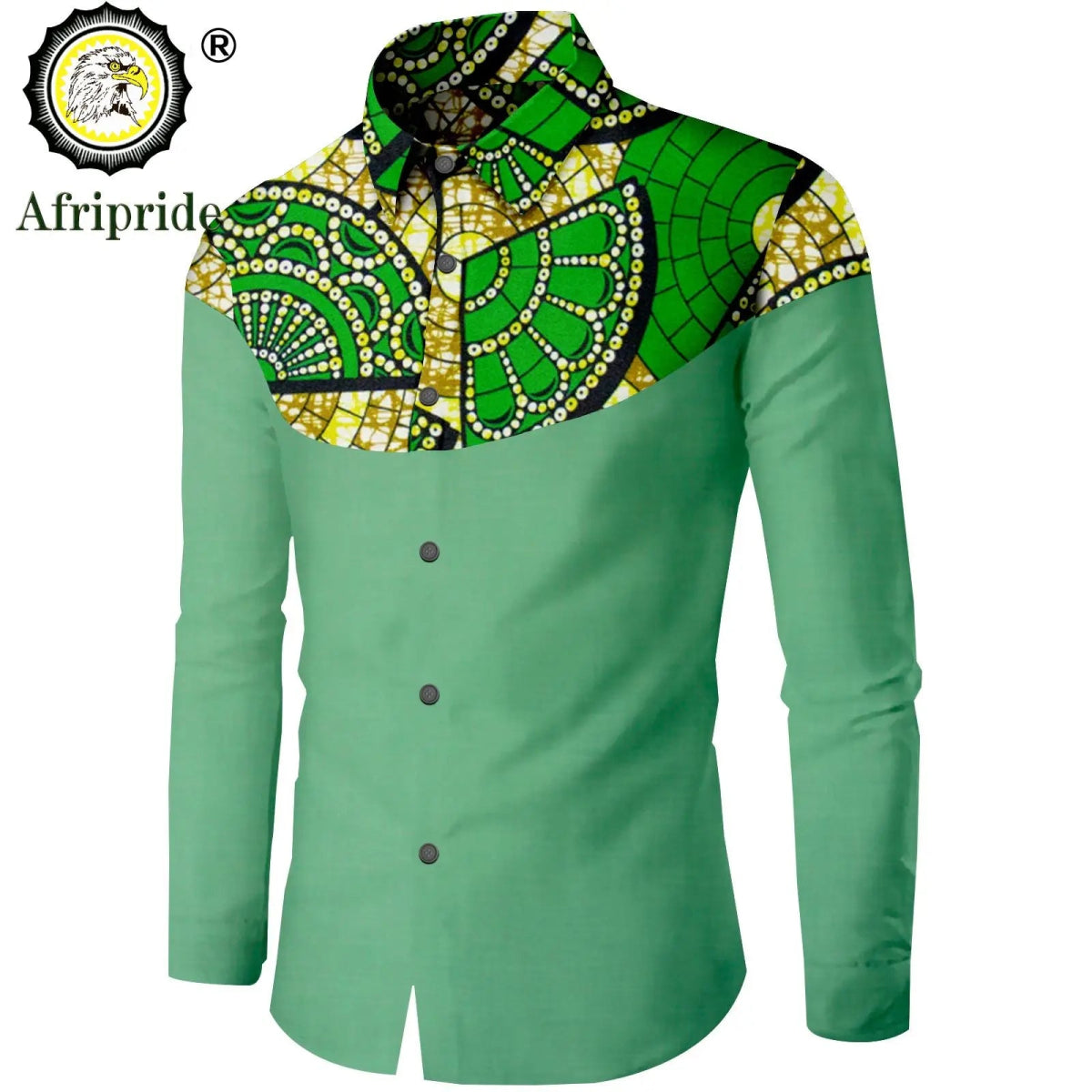 Dashiki African Men’s Long Sleeve Shirt – Ankara Print Single - Breasted Dress Shirt - Free Delivery Worldwide only at Flexi Africa