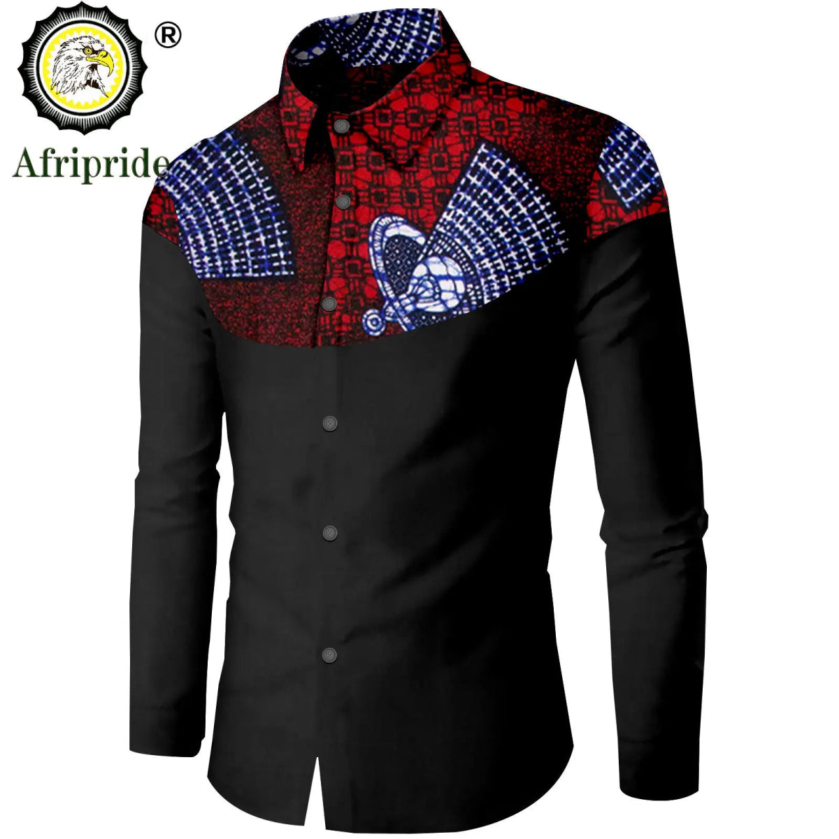 Dashiki African Men’s Long Sleeve Shirt – Ankara Print Single - Breasted Dress Shirt - Free Delivery Worldwide only at Flexi Africa