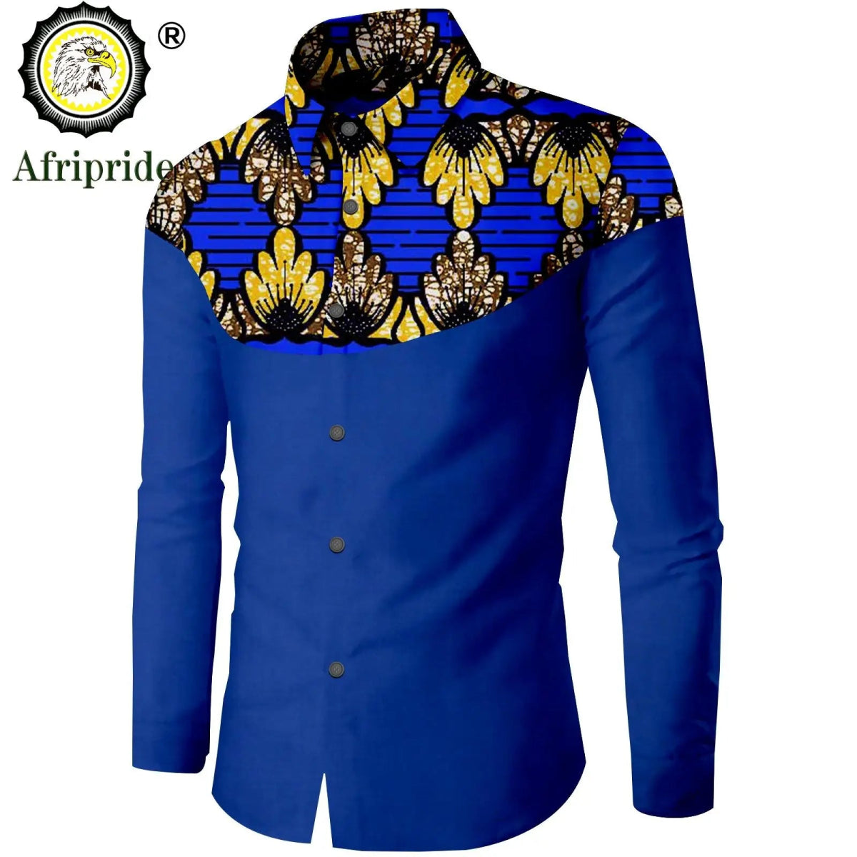 Dashiki African Men’s Long Sleeve Shirt – Ankara Print Single - Breasted Dress Shirt - Free Delivery Worldwide only at Flexi Africa