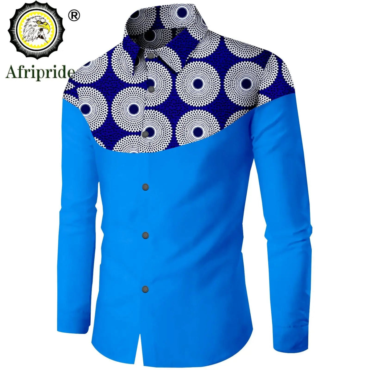 Dashiki African Men’s Long Sleeve Shirt – Ankara Print Single - Breasted Dress Shirt - Free Delivery Worldwide only at Flexi Africa