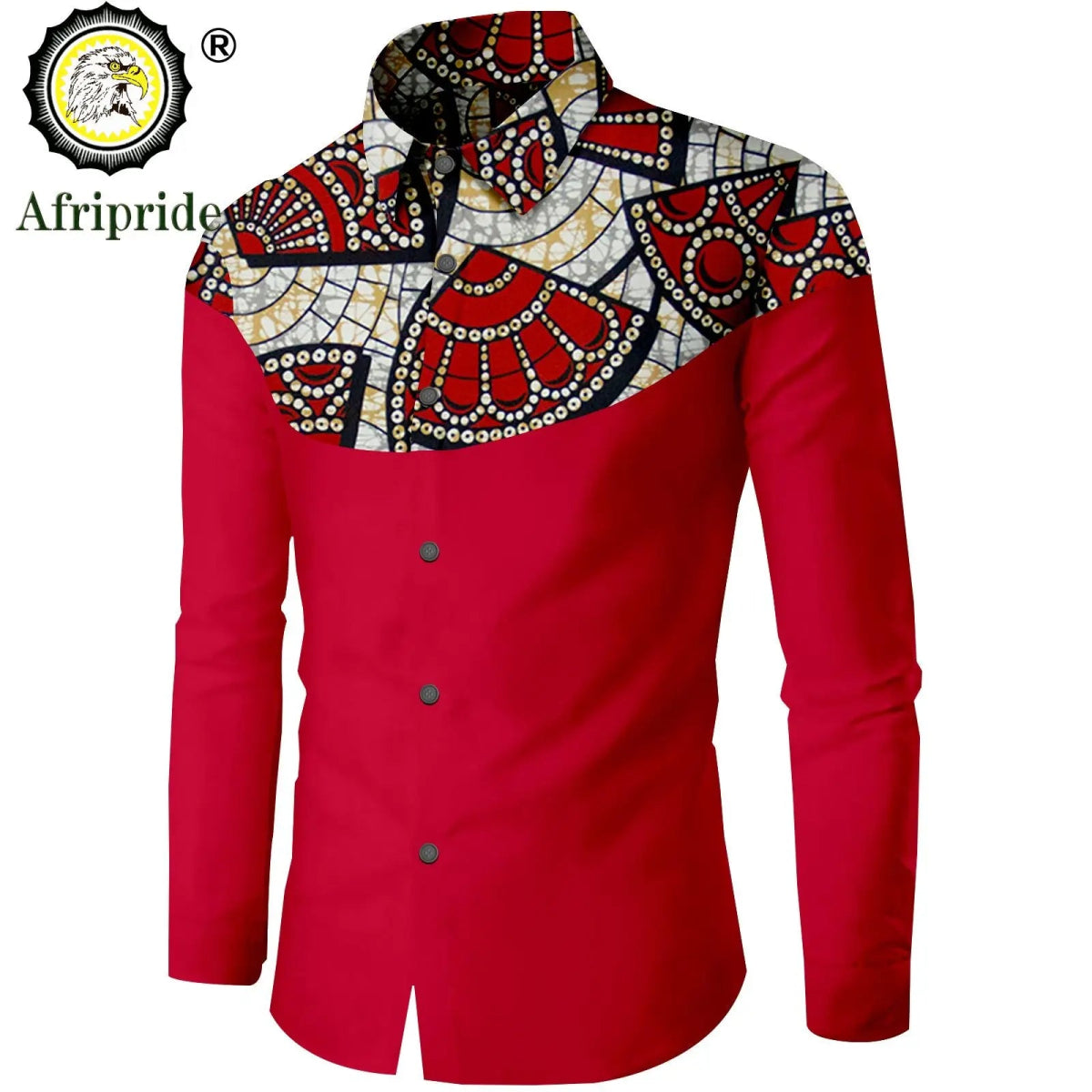 Dashiki African Men’s Long Sleeve Shirt – Ankara Print Single - Breasted Dress Shirt - Free Delivery Worldwide only at Flexi Africa