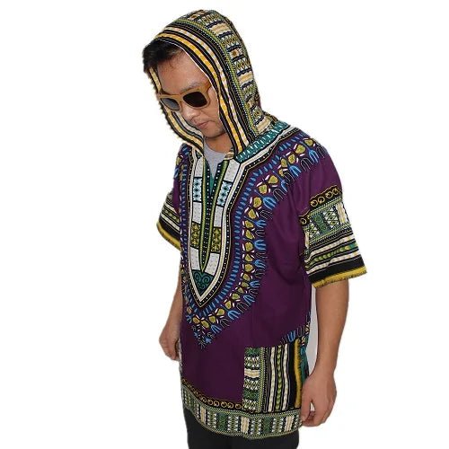 Dashiki-Inspired Hoodies: Relaxed Fit, Authentic African Dashiki Fabric, 100% Cotton, Unisex Fashion Kimono Hooded Attire