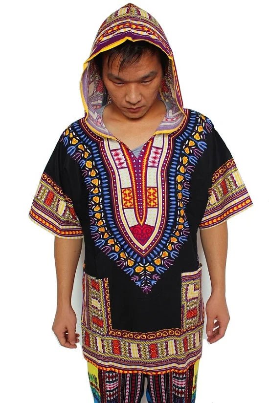 Dashiki-Inspired Hoodies: Relaxed Fit, Authentic African Dashiki Fabric, 100% Cotton, Unisex Fashion Kimono Hooded Attire