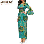 Dashiki Print Bodycon Maxi Dress – Women’s African V - Neck Flare Sleeve Party & Formal Gown - Free Delivery Worldwide only at Flexi Africa
