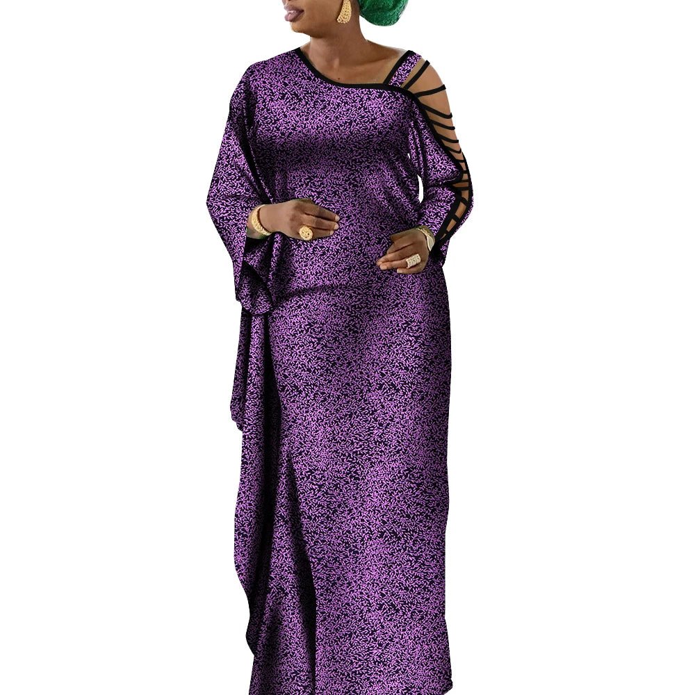 Dashiki Print Mermaid Party Dress for Women – African Cotton Evening Gown with Cut - Out Sleeves - Free Delivery Worldwide only at Flexi Africa