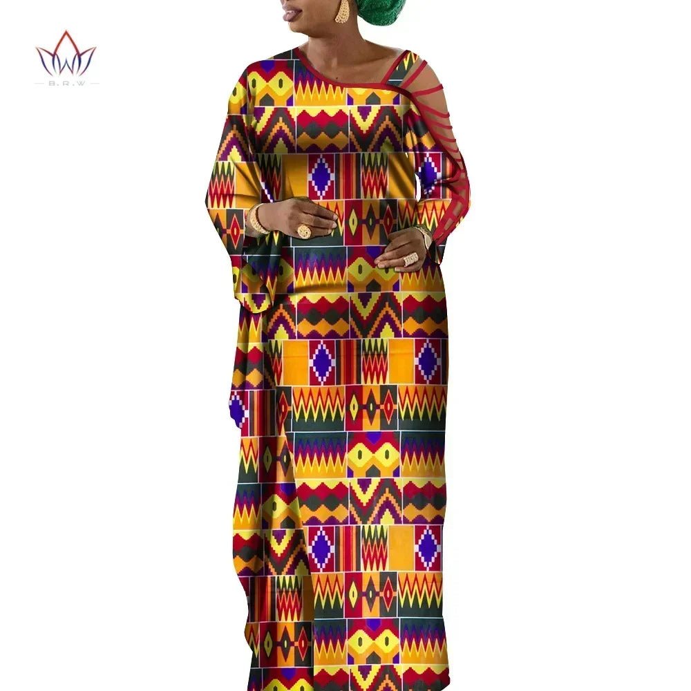 Dashiki Print Mermaid Party Dress for Women – African Cotton Evening Gown with Cut - Out Sleeves - Free Delivery Worldwide only at Flexi Africa