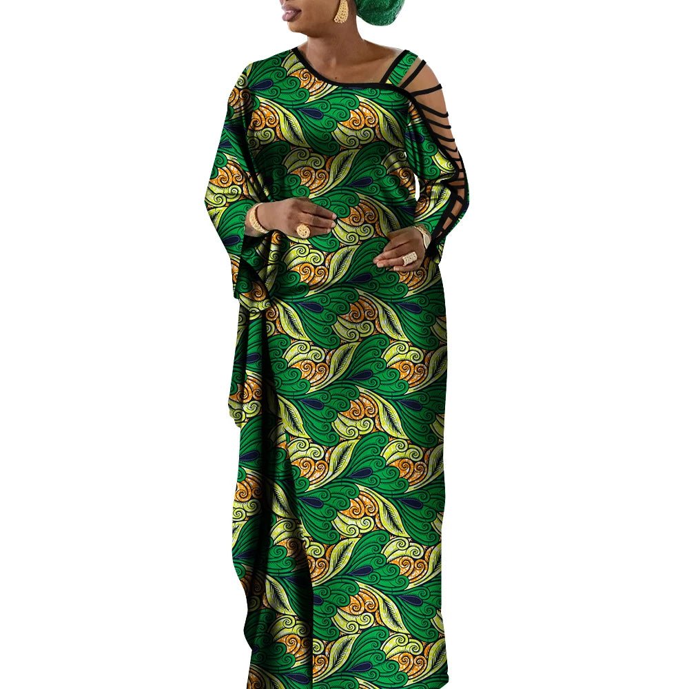 Dashiki Print Mermaid Party Dress for Women – African Cotton Evening Gown with Cut - Out Sleeves - Free Delivery Worldwide only at Flexi Africa